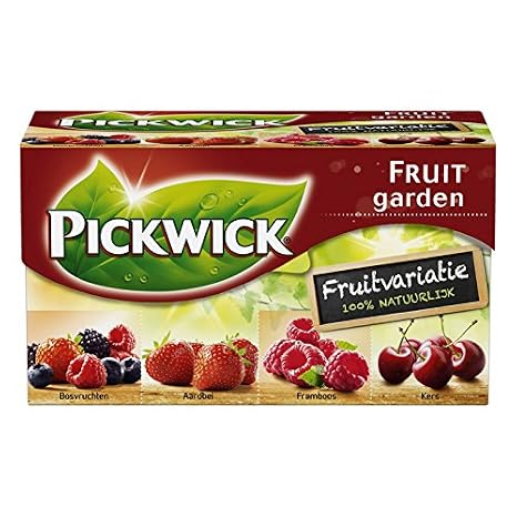 Pickwick Tea with Fruit Variation Box 20 Tea Bags - Cherry, Strawberry, Raspberry, Forest Fruit