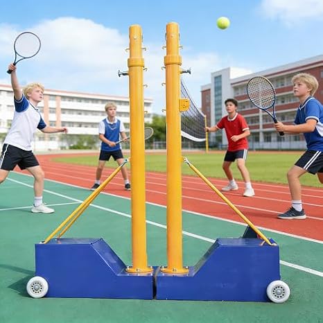SXHEYUY Volleyball Poles Heavy Duty Volleyball Stand with Net, Adjustable 7 Heights of 3.61-7.87 Ft with Wheels, Badminton Pole Net Set for Indoor Outdoor Training