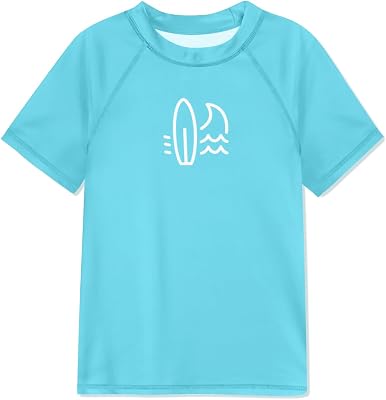 BesserBay Boys Swim Shirt UPF 50 Short Sleeve Quick-Dry Crewneck Rash Guard Shirt 3-14 Years