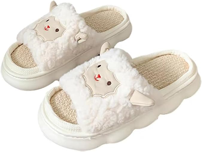 Indoor Slippers, Pigs, Bears Cute Cartoon Slippers Women's Home Slippers Linen Four Seasons Slippers