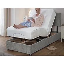 sleepkings Rest Ease Plus Electric Adjustable Bed with 1000 Pocket Spring Mattress and Headboard, Electric Bed for Disabled, Supports User Weight Up to 25 Stones (Steel Grey, 3ft Single)