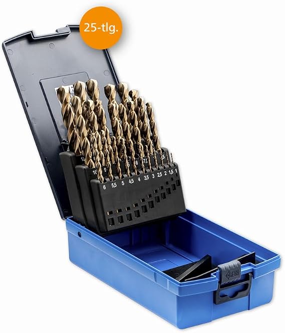 PFERD Twist Drill Bit Set INOX 25 Pieces Diameter 1–13 mm HSS-E Co5 N DIN 338 135° 25203704 – for Tough and Hard Materials