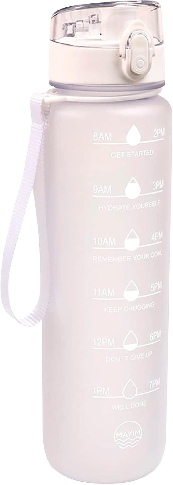 Mayim 32 oz Water Bottles with Times to Drink and Straw, Motivational Water Bottle with Time Marker, Leakproof & BPA Free, Drinking Sports Water Bottle for Fitness, Gym & Outdoor (Clear)