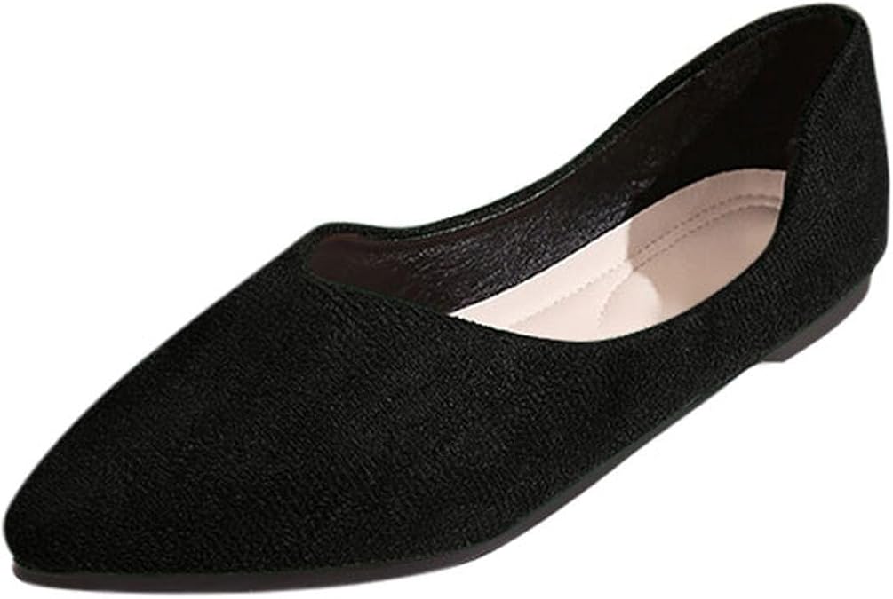 Women's Flat Shoes Faux Suede Pointed Toe Ballet Dressy Flats Comfortable Slip On Walking Shoe Casual Work Shallow Shoe