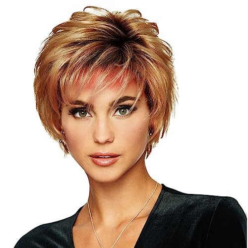 Raquel Welch Voltage Short Layered Synthetic Wig by Hairuwear, Petite Cap, R25 Ginger Blonde