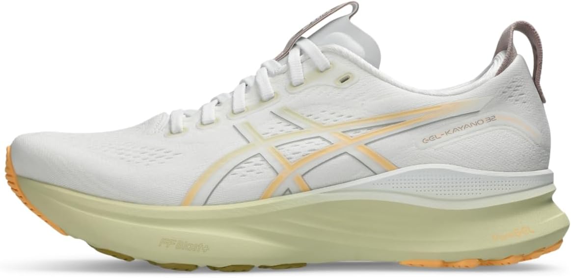 ASICS Men's Gel-Kayano 32 Running Shoes, White/Orange Glow, 14 Wide