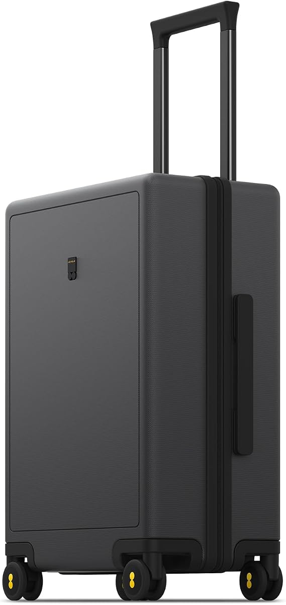 LEVEL8 Rolling Carry on Luggage Airline Approved, Carry-on Suitcases with Wheels, Lightweight Luminous Textured Luggage for Men Women, Tsa Lock, 20 Inch, Dark Grey