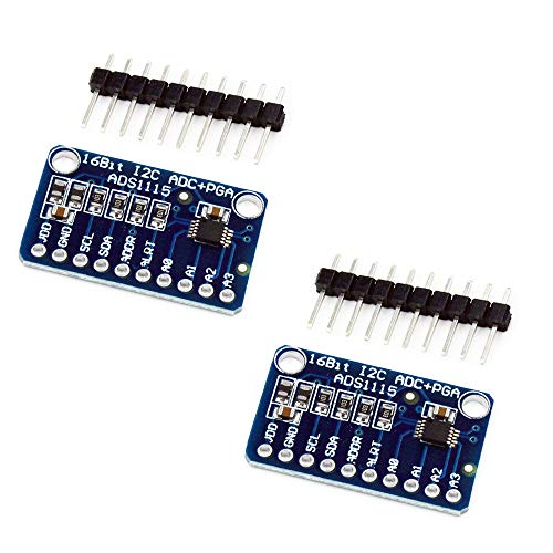 ADS1115 16 Bit 16 Byte 4 Channel I2C IIC Analog-to-Digital ADC PGA Converter with Programmable Gain Amplifier High Precision ADC Converter Development Board for Arduino Raspberry Pi 2pcs