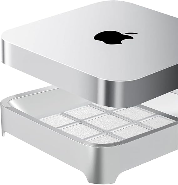 IFCASE Desktop Dust, Air Filter Stand for Mac Studio M4 M3 M2 M1 Max/Ultra, Mac Mini M1 M2 Pro (Silver)
