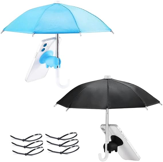 4pcs Phone Umbrella Holder, Phone Umbrella Suction Cup Stand, Phone Sun Shade, Anti-Glare Sun Shade Cover Sun Shield Cell Phone Suction Cup Holder Mini Cell Phone Cute Sunshade Holder Outdoor