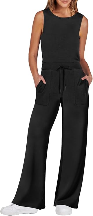 ANRABESS Womens Jumpsuits 2026 Spring Fall Thick Casual Romper Sleeveless Wide Leg Pants One Piece Outfits Vacation Clothes