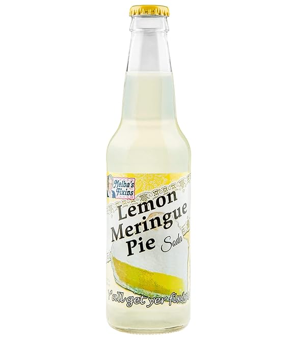 Rocket Fizz Melba's Fixins Lemon Meringue Pie Soda Flavor | Cane Sugar | Craft Soda Pop Drinks | 12 oz in Glass Bottle (Single Bottle)