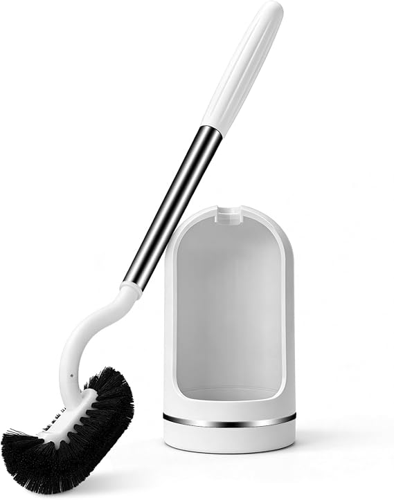 AONEZ Toilet Brush and Holder Set, Deep Under-Rim Cleaning, Vented Holder