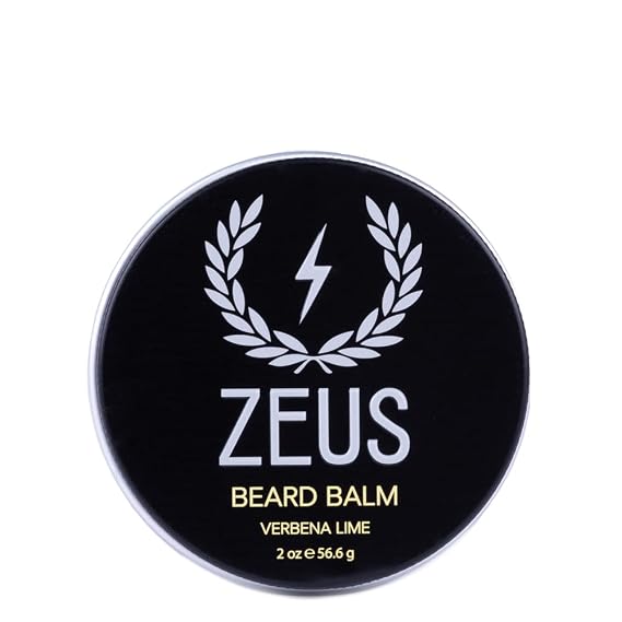 ZEUS Beard Balm LeaveIn Conditioner for Men, Styling Balm (Verbena Lime) | Softens Coarse Hair, Reduces Frizz & Keeps Facial Hair Shaped All Day with Strong, Premium Grooming Control (Made in USA) 2oz
