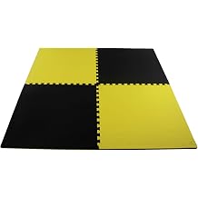 Exercise Mat, 20mm Thick, Yellow/Black, Interlocking Mat for Martial Arts and Fitness