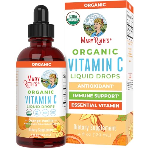 MARYRUTHS Organic Vitamin C Supplement | Liquid Vitamin C Liquid Drops for Adults & Kids | Immune Support Supplement for Overall Health | Vegan | Non-GMO | Gluten Free | 4 Fl Oz