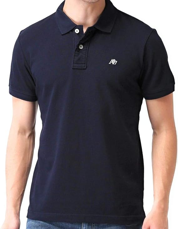 AEROPOSTALE Men's Solid Uniform Logo Rugby Polo Shirt