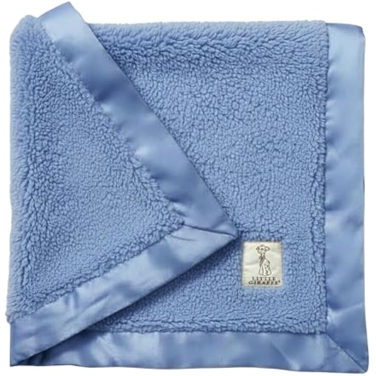 Little Giraffe Chenille Baby Blanket 29x35 Soft Chenille with Satin Trim, Cornflower | Ultra-Soft, Gentle & Safe, Lightweight & Breathable for Newborns & Toddlers