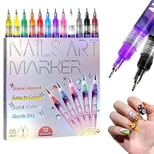 12 Colors Nail Art Pens Set, 2025 New Nail Art Markers for Gel Nails, Nail Point Dotting Pen Drawing Painting Liner Brush for DIY Nail Art Beauty Adorn Manicure Tools (1 Set)