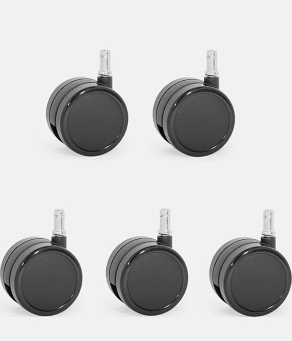 Silikon Tabanlı Ofis Koltuğu Tekeri, 60 mm Çap, Siyah, 5'li Set