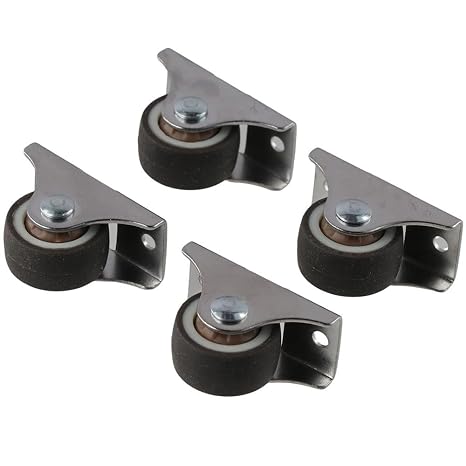 4Pcs Fixed Caster Wheels, Silent Ball Bearing, 1'' Small Casters Wheels, Mini Furniture Casters Set for Furniture Rolling, Cabinet Trundle