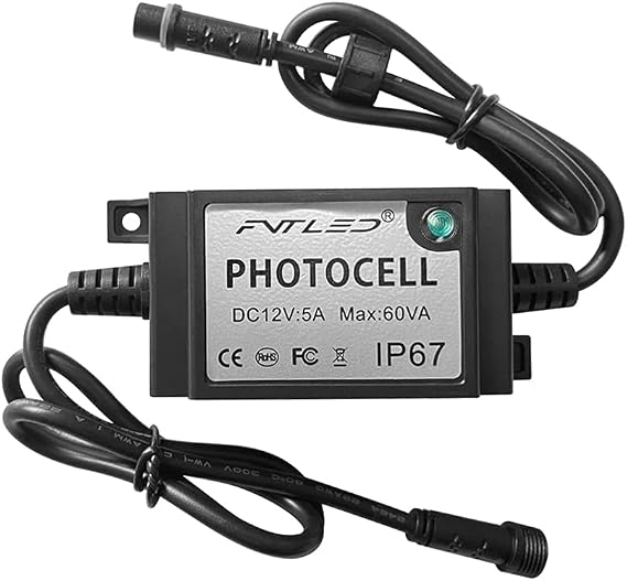 FVTLED LED Photocell DC/AC 12V PC Waterproof IP68 Max.load Power 60W Only for FVTLED Outdoor Light Switch Used | Only for FVTLED Outdoor Light Switch Used