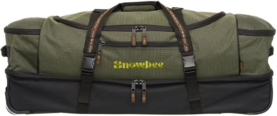 Snowbee XS Wheeled Travel Bag for Outdoor Gear, 102 L, Black Rolling Luggage with PullOut Handle, Organiser Pockets, Heavy-Duty Zippers 37 x 13.5 x 14
