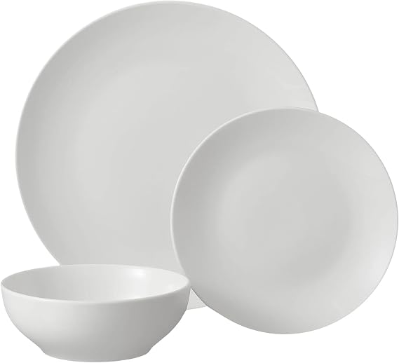 12-Piece White Glazed Stoneware Dinnerware Set Elegant 4-Person Tableware