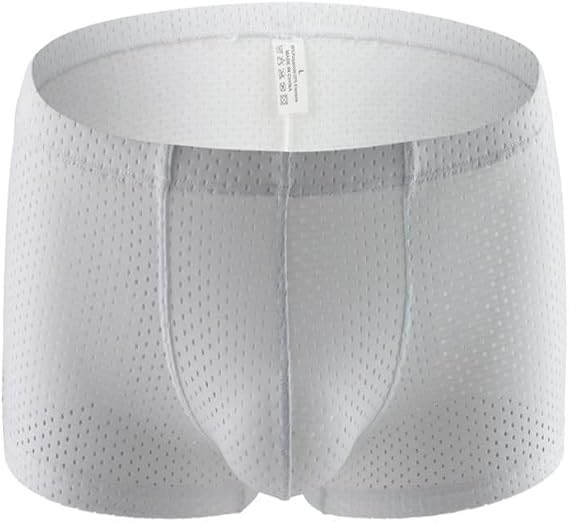 Men's Thin Breathable Mesh Boxer Briefs,Fashionable Solid Color Elastic Waistband Shorts,Soft Chafing Underwear