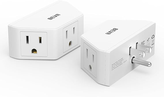 BEVA 2 Pack 3 Prong Multi Plug Wall Outlet Extender, 3 AC Outlet Adapter