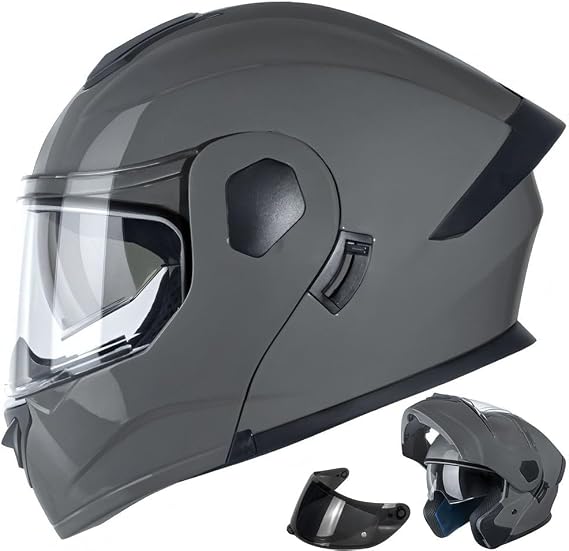 Modular Motorcycle Helmet DOT Certified - Dual Visor Lightweight ABS Shell Aerodynamic Ventilation Quick-Release Washable Liner for Adults Men Women