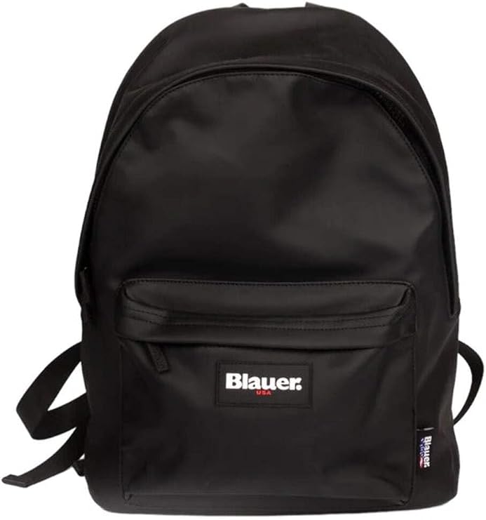 BLAUER Men's Naper backpack with external pocket and logo written on the front, Black, Taglia unica
