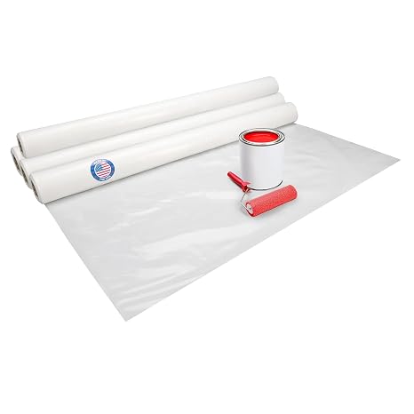 Plastic Sheeting 4 mil, 6' x 50' (300 sq.ft.), Pack of 4 - USA-Made Thick Semi-Clear Plastic Sheeting for Construction, Painting, Drop Cloth - Heavy Duty LDPE Film Rolls by IDL Packaging