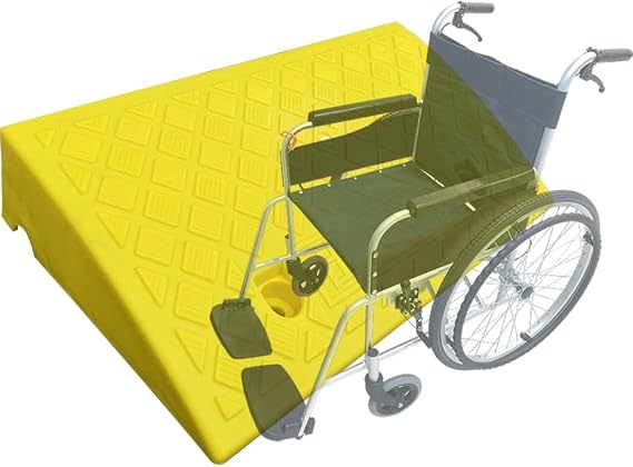 ZJIEX 3" 4" 5" Rise Threshold Ramp, Rubber Entry Ramp, Non-Slip Driveway Curb Ramp, Wheelchair Ramps for Doorways, Entryway, Steps, Garage (Color : Yellow, Size : 4in/10cm)