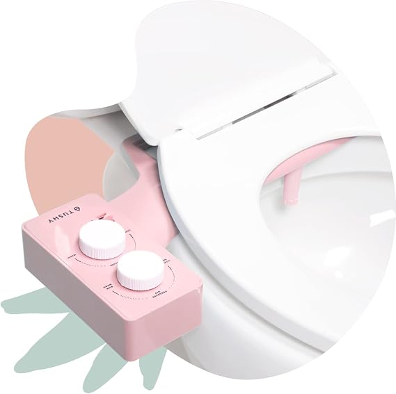 TUSHY Spa 2.0 Cool to Warm Water Bidet Toilet Seat Attachment, Pink/White | Non-Electric, Self-Cleaning Smart Spray Nozzle, Adjustable Pressure and Angle Control, Sink Access Required Within 6 Feet