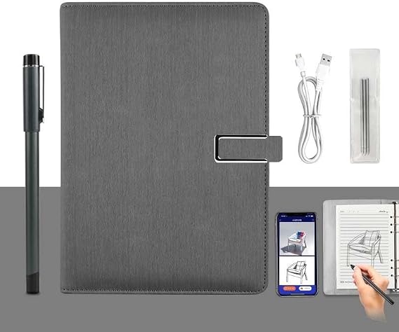 Smart Writing Set with XNote-AI with Real-Time Sync and Bluetooth 5.0 E-Ink Paper Tablet, Digital Notebook, Drawing, Smart Reusable Notebook Gray