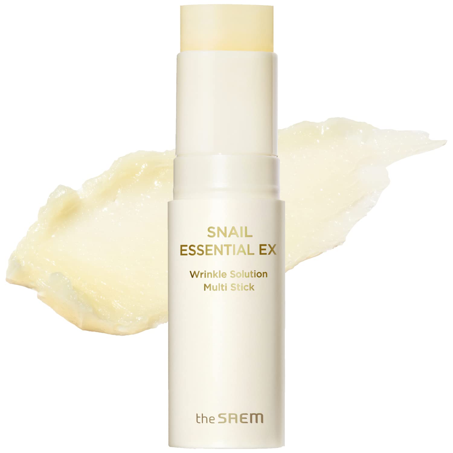THESAEM Snail Essential EX Wrinkle Solution Multi-Purpose Balm Stick - Anti Aging & Moisturizing Face & Eye Treatment - Golden Snail Collagen Complex with Honey & Propolis for Firm Glow - 0.4oz