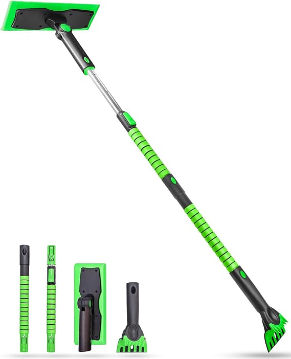 SEAAES Extendable Snow Brush with Ice Scraper for Car