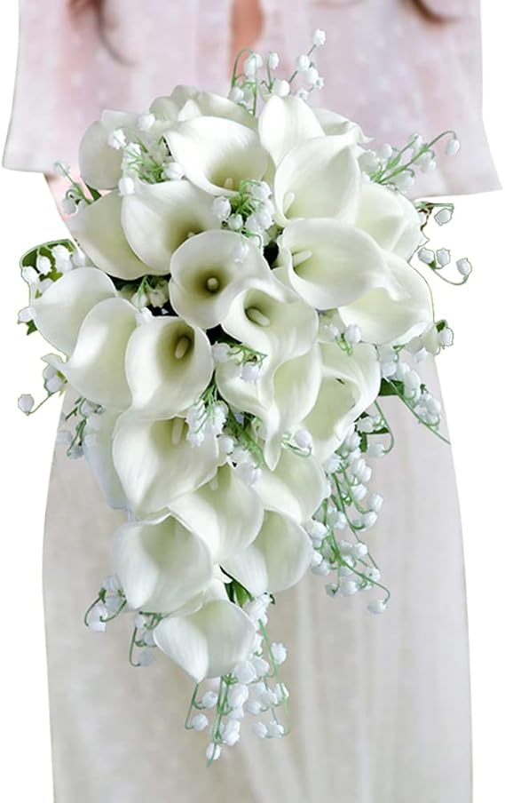 Wedding Bouquet - Bridal & Bridesmaid Artificial Calla Lily Bouquets, Water Drop Shape