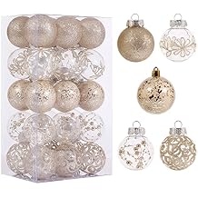 Clear Christmas Ornaments Set, 30ct 2.36inch Purple Shatterproof Christmas Ornaments Balls for Christmas Tree Delicate Stuffed Decorative Transparent Crystal Baubles for Xmas Halloween Wedding Party