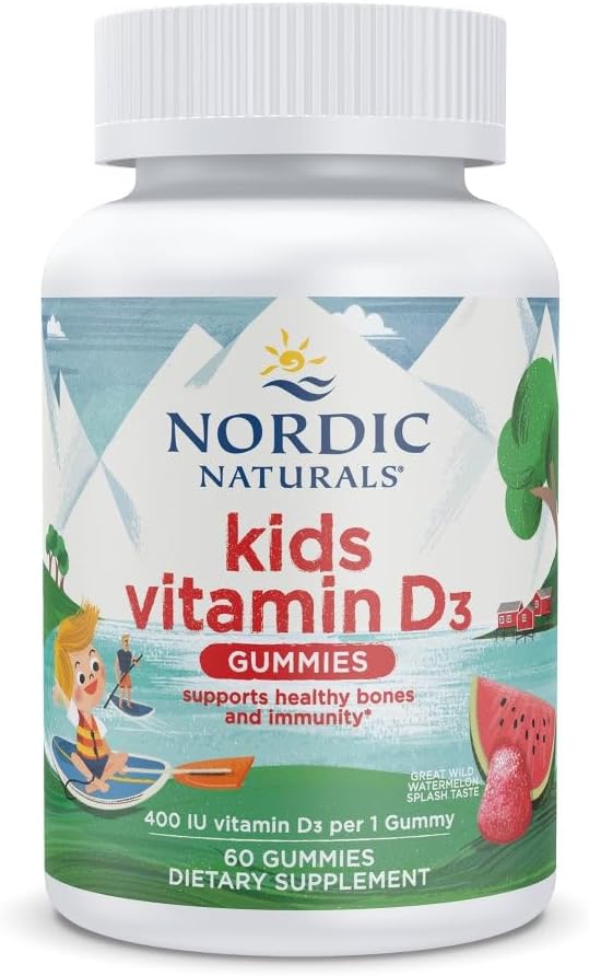 Nordic Naturals Kids Vitamin D3 Gummies, 400 IU, Watermelon - 60 Count