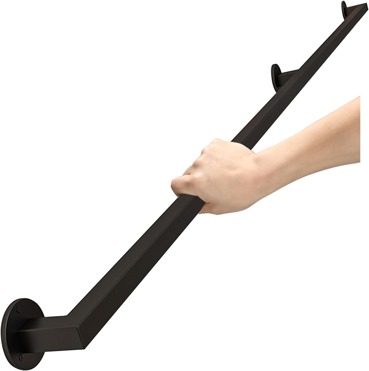 Stairs Handrail - 1ft-20ft Complete Kit. Wall Mount Staircase Banister Railing for Indoors and Outdoors Grab Bar Safety Support Kit - Metal Wrought Iron3 FT