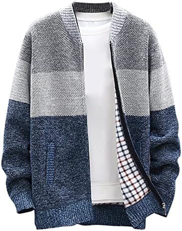 Muscularfit Cardigan Sweaters for Men Lightweight Knitted Stand Collar Jacket Coat Long Sleeve Full Zip Fleece Lined Knitwear