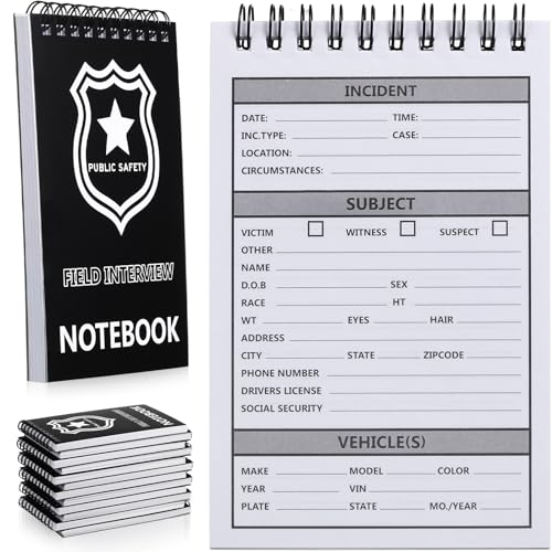 Teling 12 Pcs Public Safety Police Field Interview Notebook Report Notepad for Law Enforcement Officer Gifts Ticket Book Notebook Cop Interview Equipment Accessories, 70 Sheets 140 Pages3x5 Inch