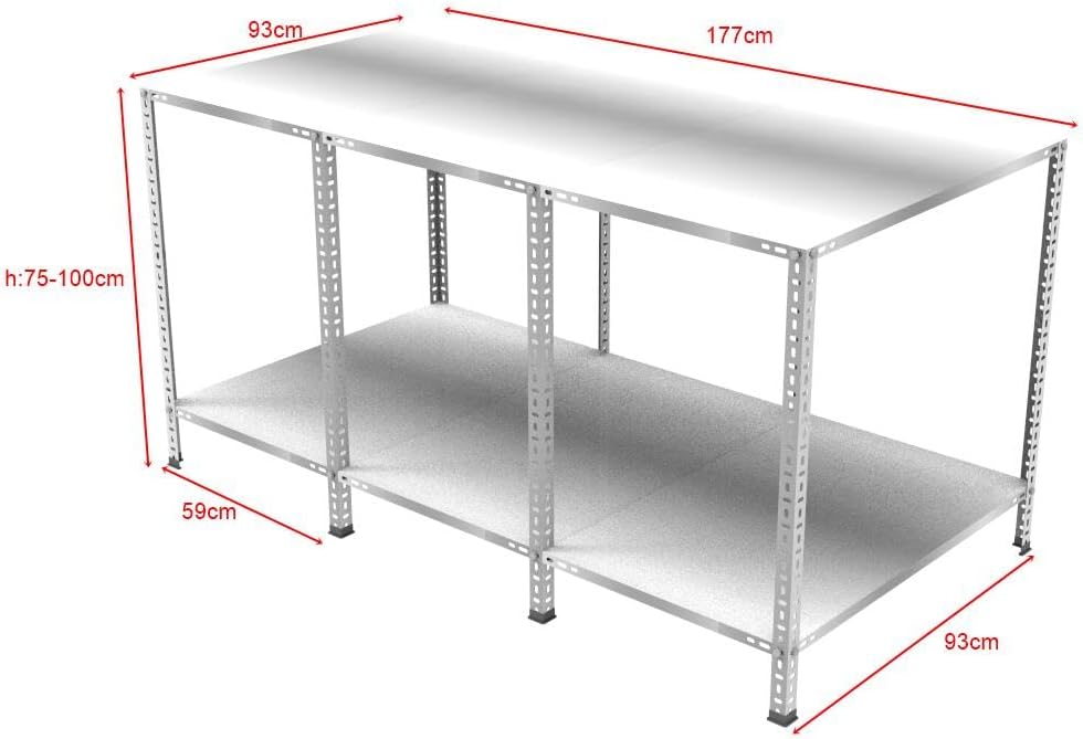 2 Katlı Galvaniz Paketleme Masası - Atölye, Depo, Hobi Çalışma Masası