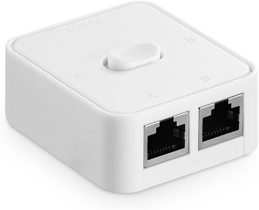 YuLinca Gigabit Network Switcher, 101001000Mbps, 2 in 1 Out 1 in 2 Out Network, Bidirectional Manual switcher for Cat 5, Cat 5e and Cat 6