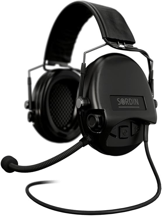 Sordin Supreme MIL CC Slim Active Ear Defenders - Leather Band & Foam Kits - Nexus Radio Downlead - Black Ear Muffs (74332-S)