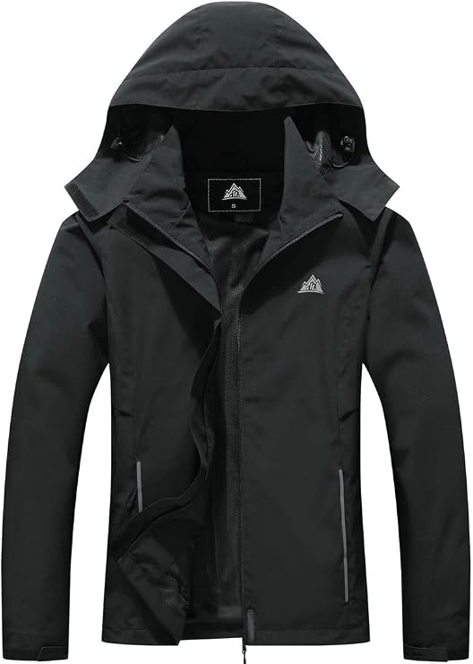 MOERDENG Women's Rain Jacket Hooded Hiking Jacket Softshell Windbreaker