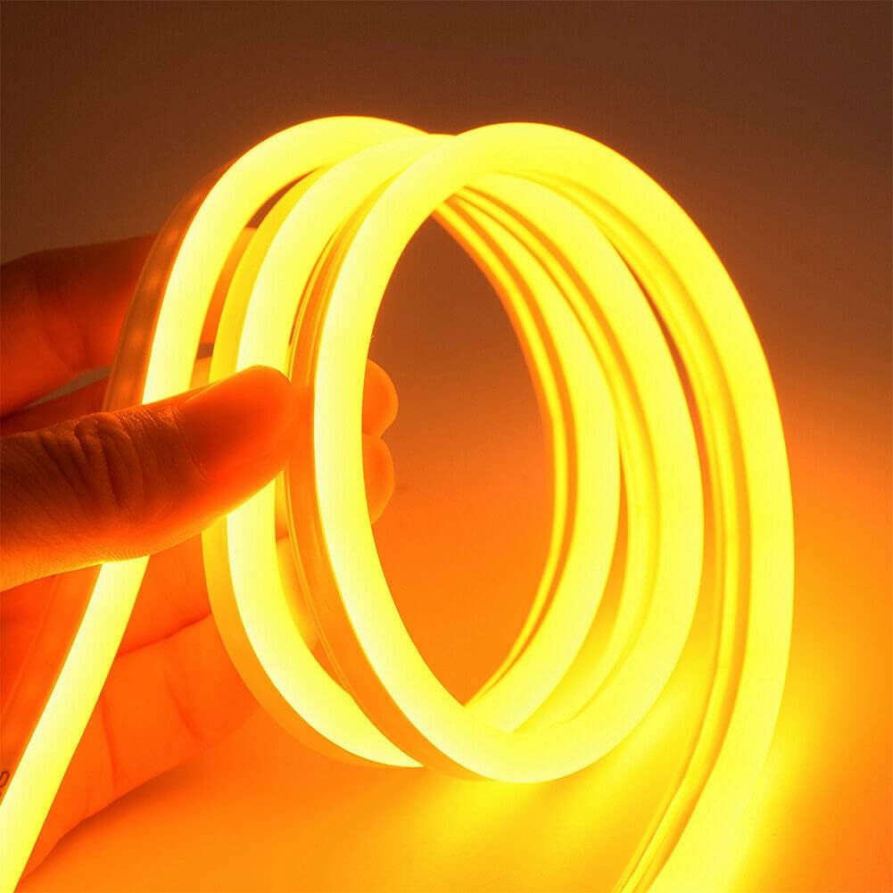 ausuky DC 12V Flexible LED Strip Waterproof Neon Lights Silicone Tube 135 m Lamp Bar Yellow,3m