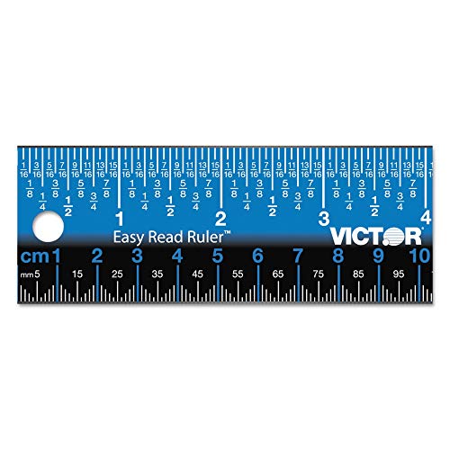 Victor Easy Read Stainless Steel Ruler, StandardMetric, 18.25 Long, Blue